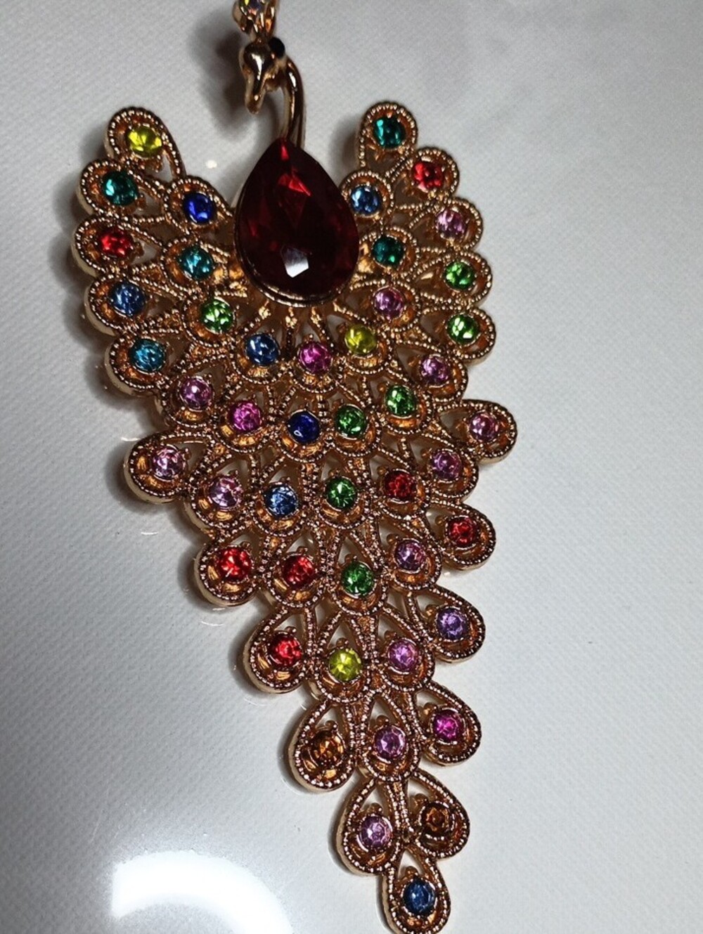 Multicolor Peacock Brooch - Picture 5 of 6